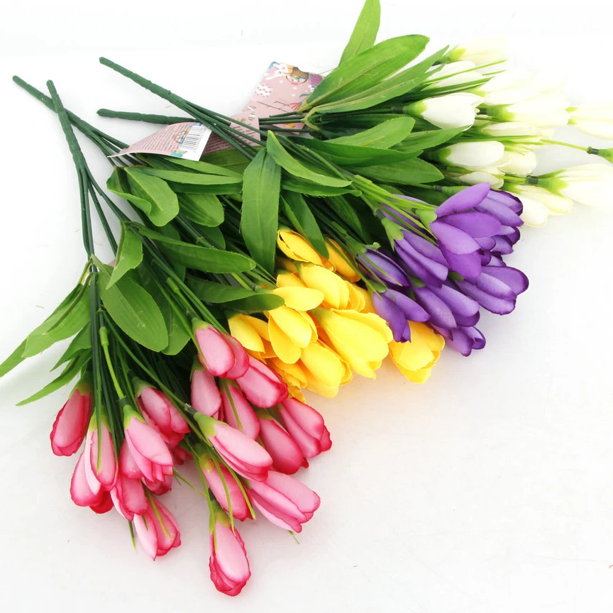 
Garden Supplies Decorative 5 Forks Tulips Artificial Lifelike Wedding Flower Decoration 