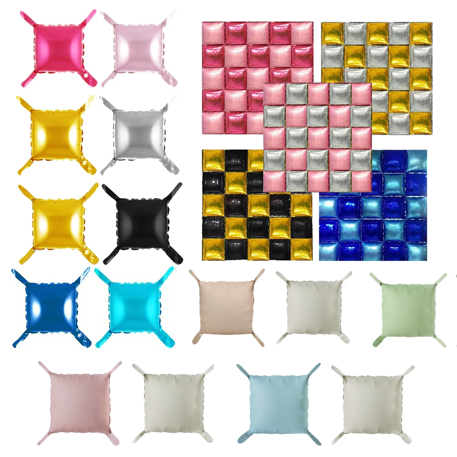 2side 36cm Three dimensional square tie up aluminum foil balloon  foil balloon wedding banquet for  birthday decoration