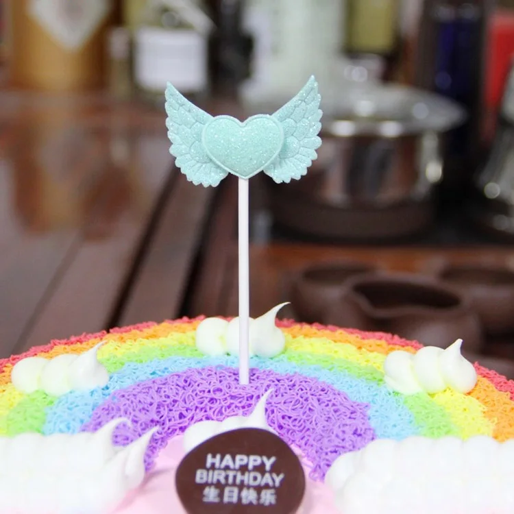 Wedding Party Baking Cake Shop Display Dessert Decoration Supplies Cute Angle Wings With Heart Cake Topper