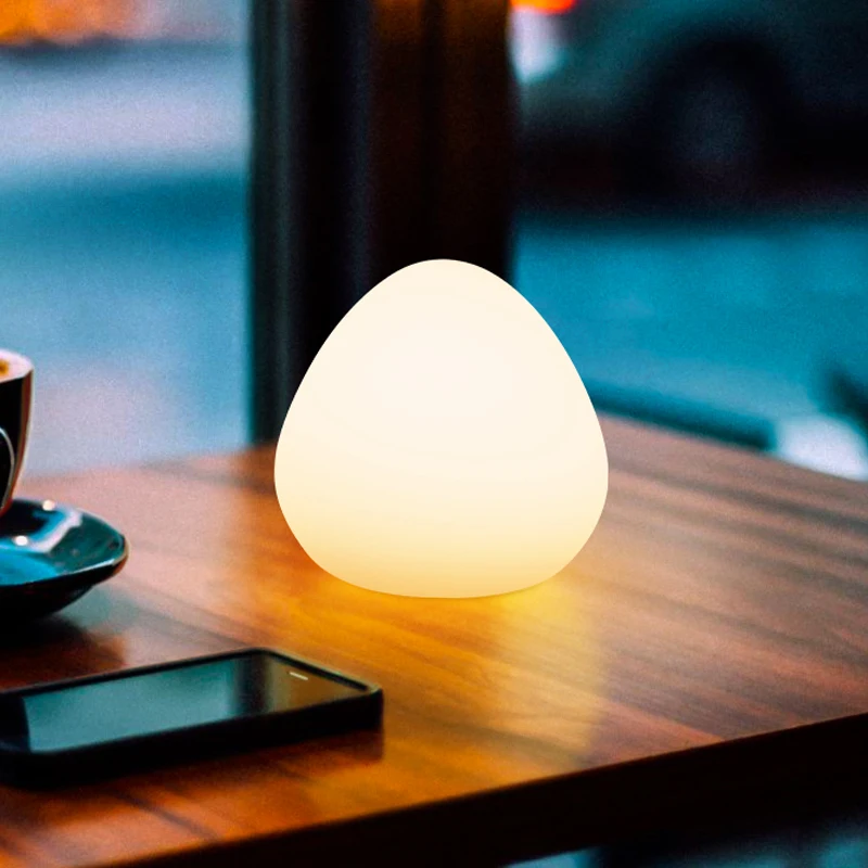 Restaurant Dining Led Mood Light Rechargeable Battery Decorative Nut Shade Cordless Table Desk Lamp