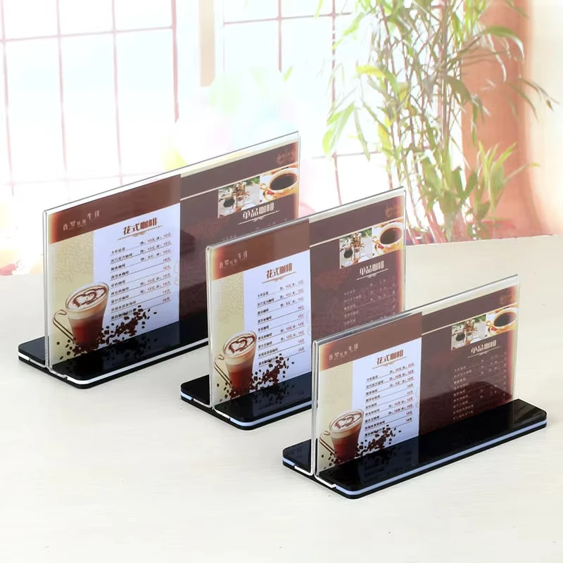 Acrylic tabletop signage custom holder Menu advertising Photo Price list Poster display acrylic transparent table price plate