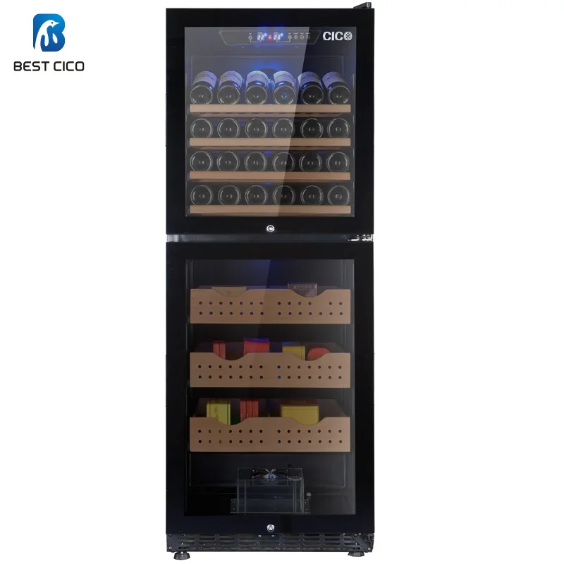 Trade Assurance 380L Dual Temp Zone Double Door Wine Cigar Humidor Refrigerator CH-128DD