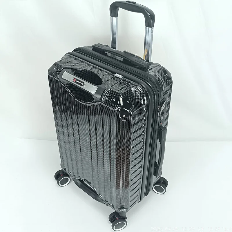 Hot Sale 2023 New Fashion Aluminum Frame Suitcase Sets With Cup Holder 3 piece trolley bag manufacturers