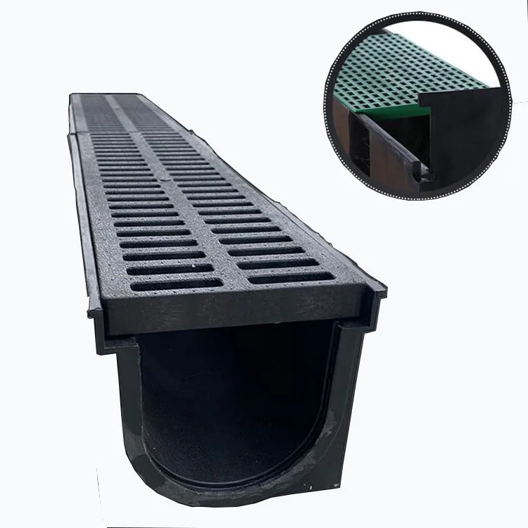 wholesale outdoor Drain Plastic Gully Hidden Field Deep Grid Flat Grate Drainage Channel with grating
