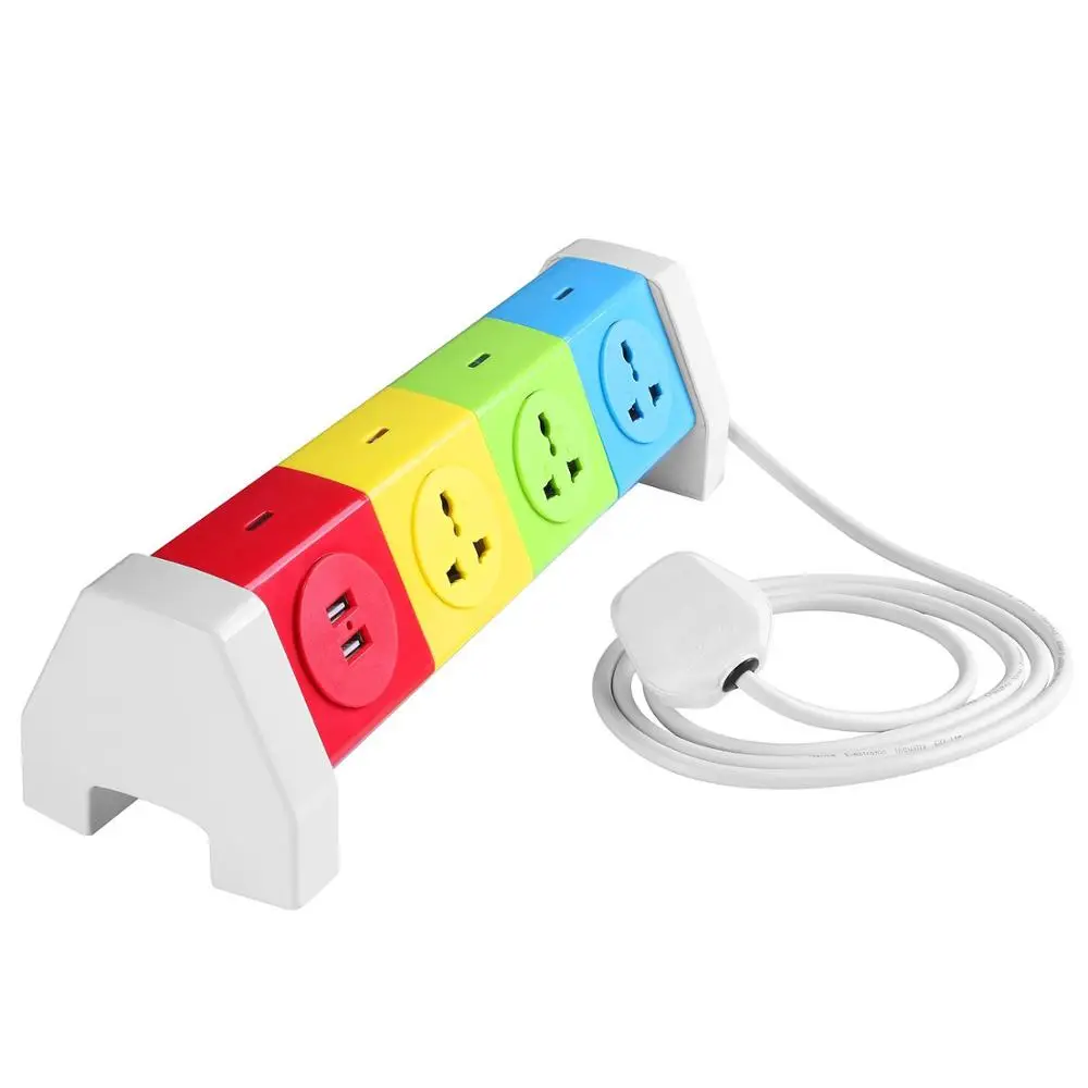 best selling ABS 180 rotary colorful intelligent Multiple USB fast charging revolving extension power strip extension board