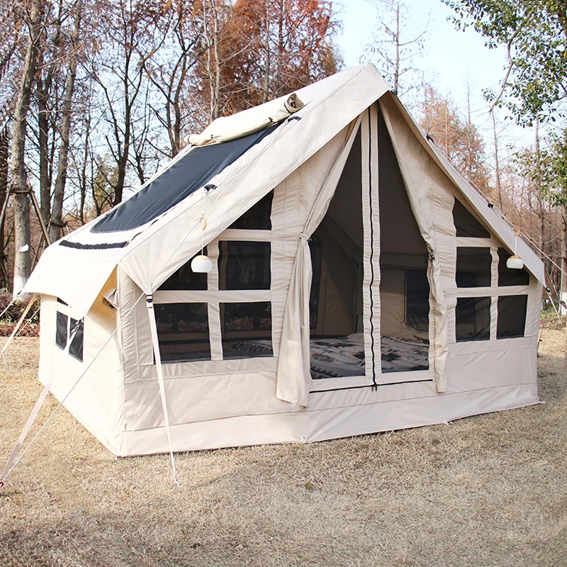 Family tents camping outdoor air pole inflatable cotton tent camping party glamping tent for sale