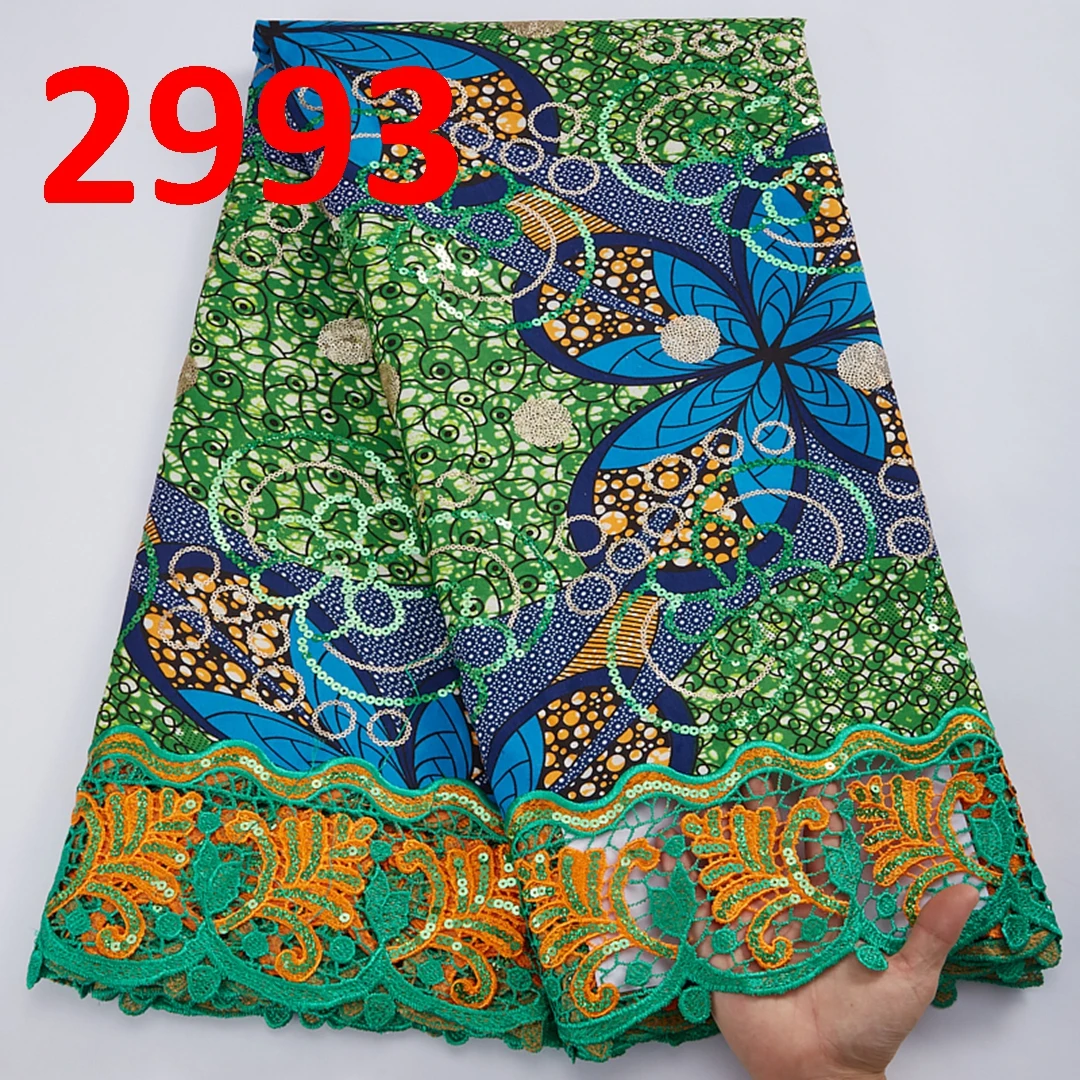 2993 Nigerian Style Colorful Printed Wax Lace High Quality Embroidery Ankara Wax Fabric Pretty Guipure Cord Lace Fabric