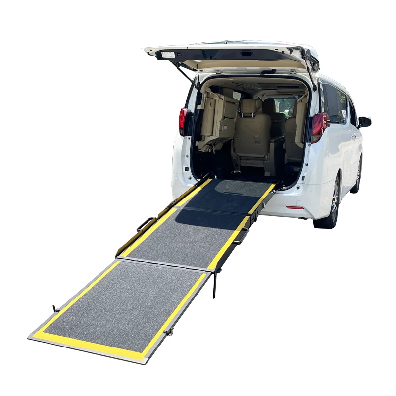Car Wheelchair Ramp Aluminum Manual Folding Lift Ramps For Van Minivan For The Disabled Wheelchair Users Loading 350Kg