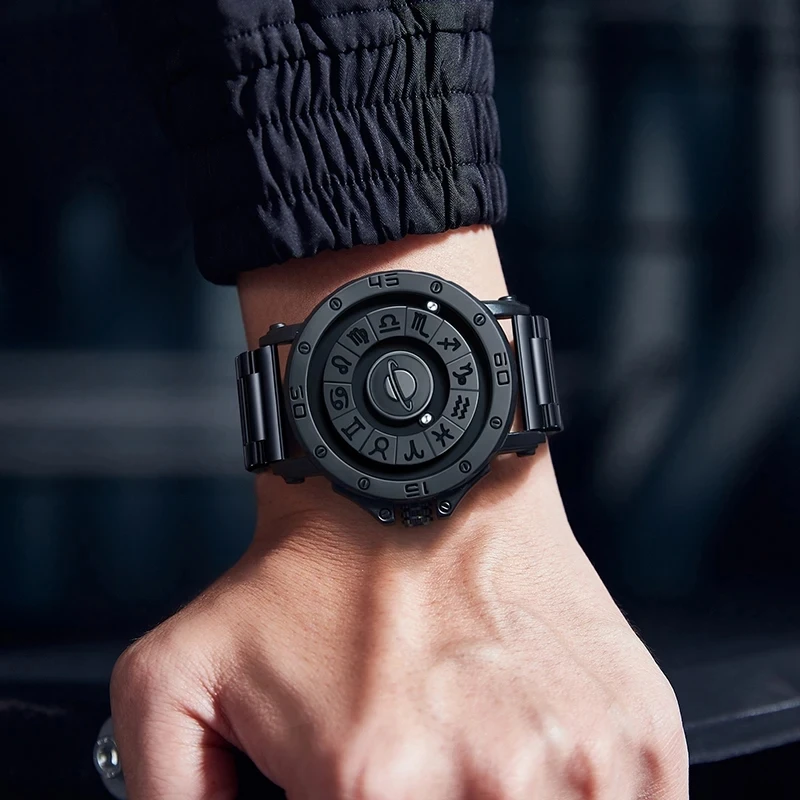 Top Brand DOM 1733 Man Watch Design Personality Magnetic Magnet Metal Beads Dial Turntable Ball Rolling Pointer Magnetic Watch