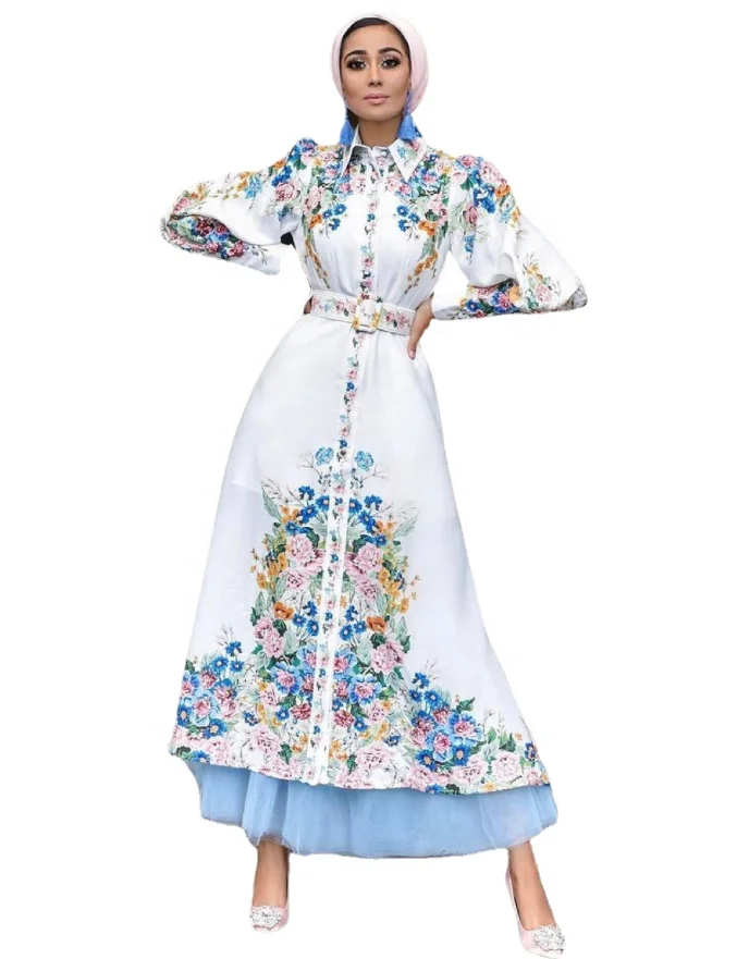 
Hot Sale 2021 Casual Long Sleeves And Calves Elegant Apparel Casual Muslim Women Ladies Fashion Fashion Clothes Vintage 