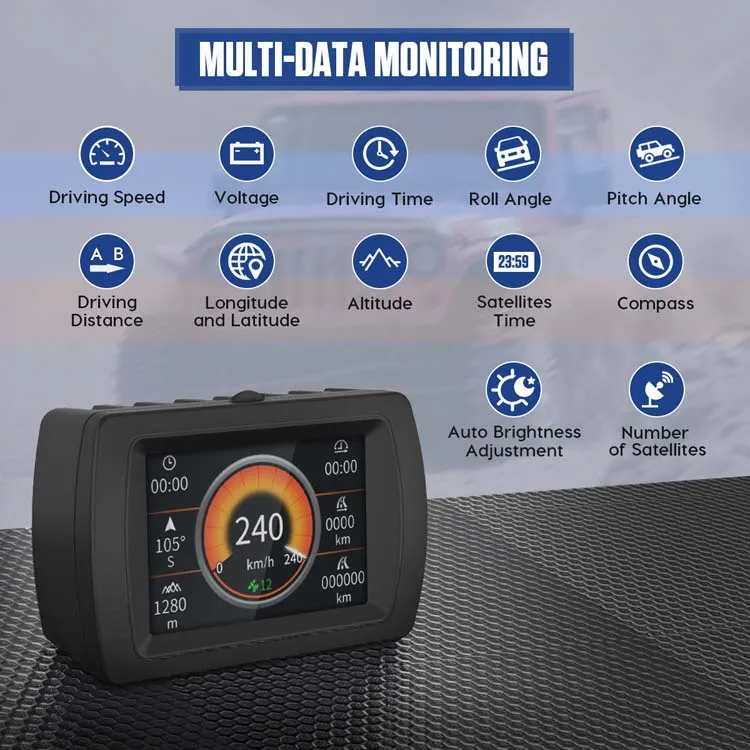 Official MRCARTOOL M85 Hd Display Multi-Function Off-Road Hud Car Gauge Auto Meter Cigarette Lighter