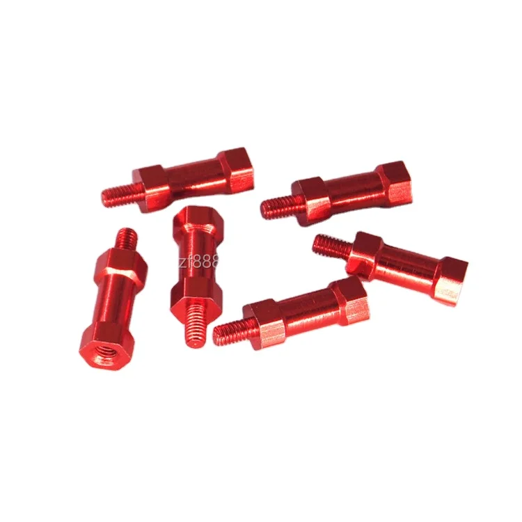 Wholesale m3 *21 +6 Male To Female Red or Black Color Anodized Aluminum Hex Pillar Standoff Spacer For Rc Part