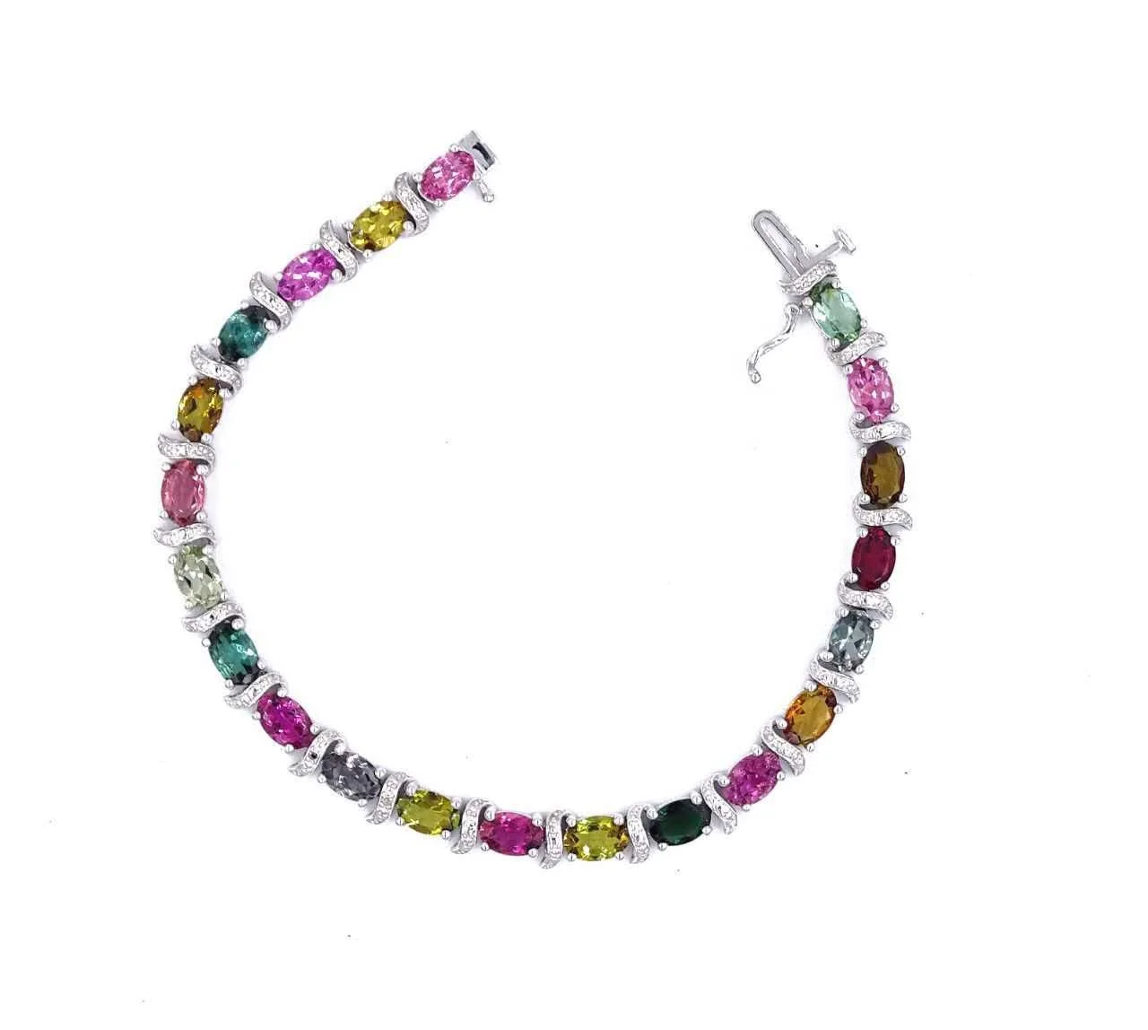 Firstmadam S925 Sterling Silver Colored Gemstone Bracelet Wholesale