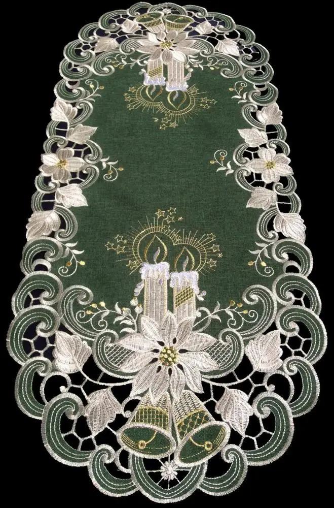 cutwork and embroidered polyester tablecloth