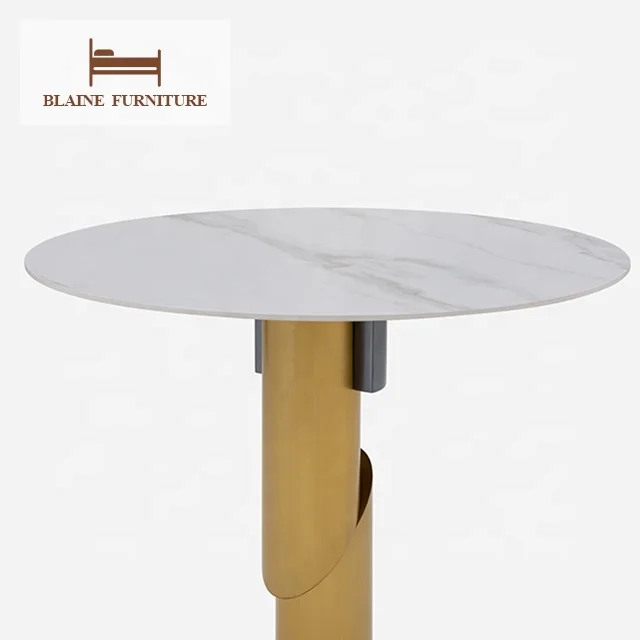 Tall Round Side End Table Coffee Table Porcelain Tile Living Room Furniture Slate Top Modern Design Coffee Table