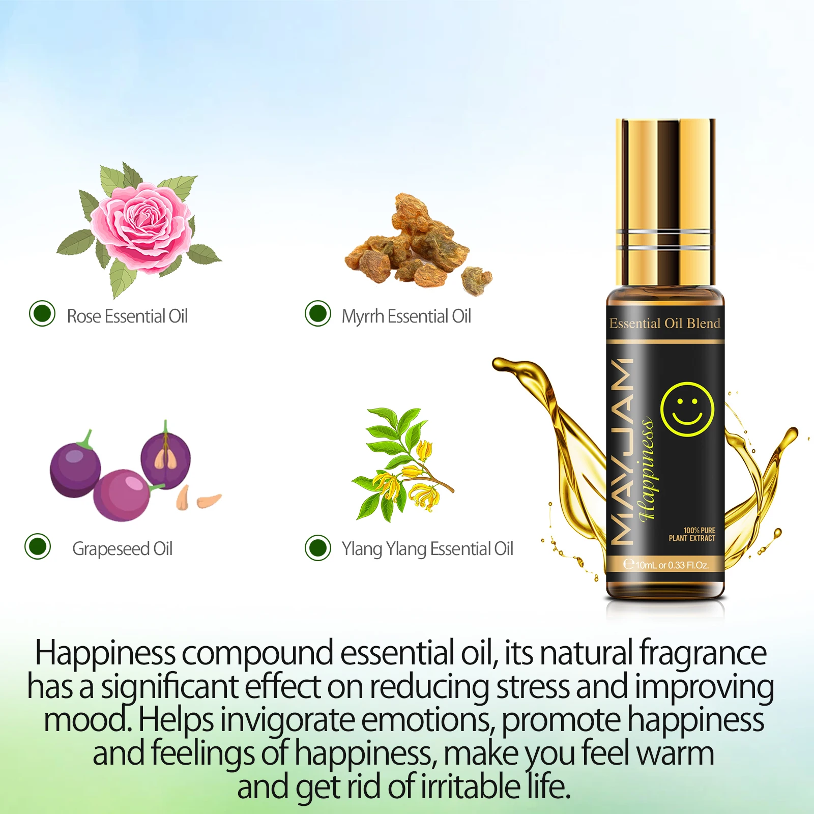 Mayjam Essential Oil Set 10mlX3pcs Wholesale Prices Roller Bottle Essential Oil Blend OEM For Aroma Diffuser