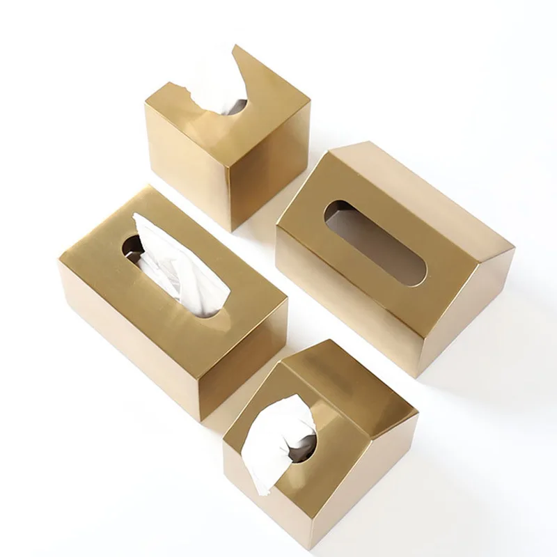 Коробка для салфеток, современный домашний декоративный контейнер, роскошные автомобильные держатели для лица, крышка, Золотой квадратный цилиндр, круглая металлическая бумага