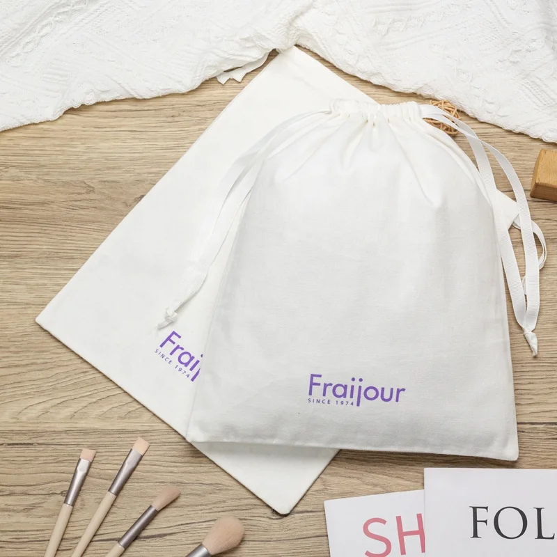 Хлопковая сумка на шнурке маленькая Подарочная хлопчатобумажная 100% тканевая