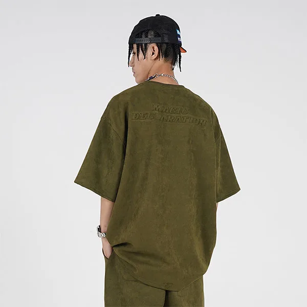 Stylish men clothing high quality street wear suede t shirt 3d embossed printing t shirt custom embossed t shirts new design