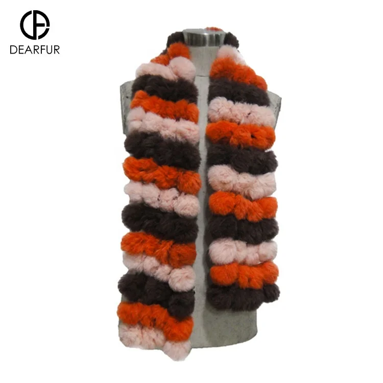 Wholesale Fur Scarf Women Winter Warm Real Rabbit Fur Collar Scarves Lady fur scarves
