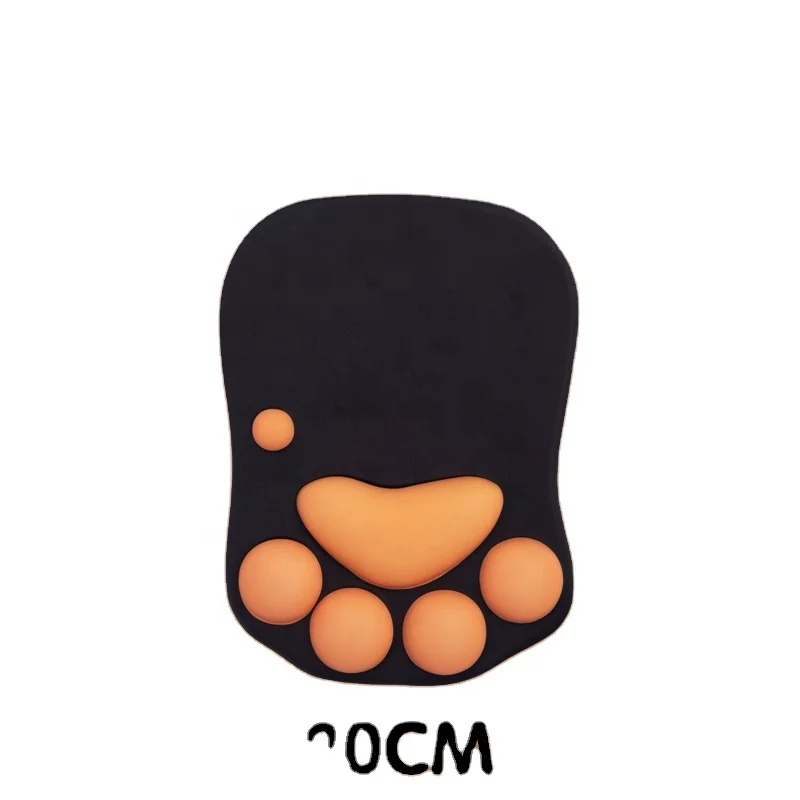custom 3d cute cat paw hard bottom silica gel ergonomic mouse pad