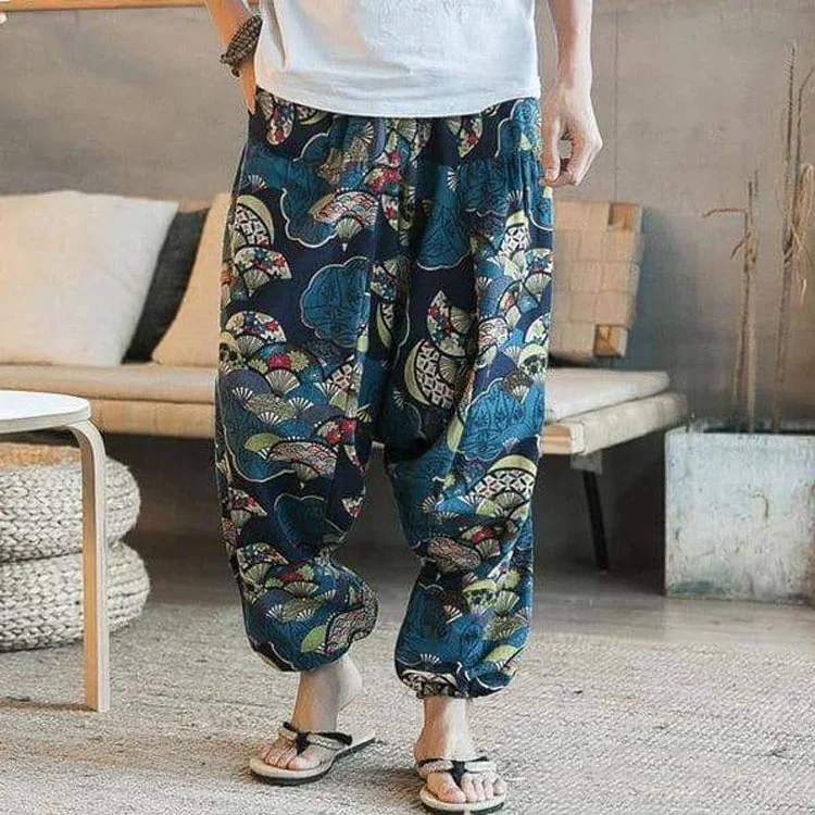 Wholesale good price new fashion custom printing elastic waist boho sweatpants harem pants for men