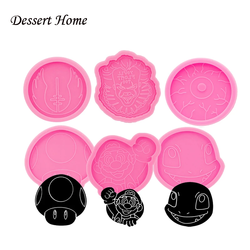 DY1007 Shiny Eye Eyeball/Mushroom Cartoon Character Molds fits on a 1.5 in Badge Reel/Phone Grip Resin Mold