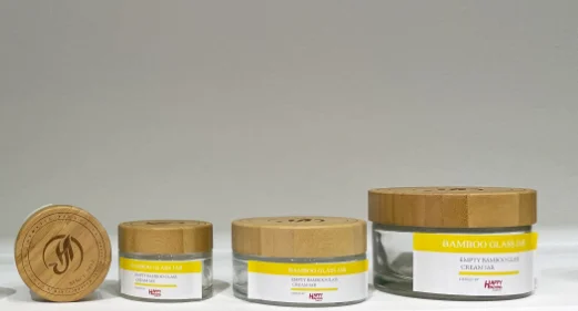5g 15g 20g 30g 50g 100g 200g manufacturer cosmetic packaging skincare glass cream jar with bamboo lid