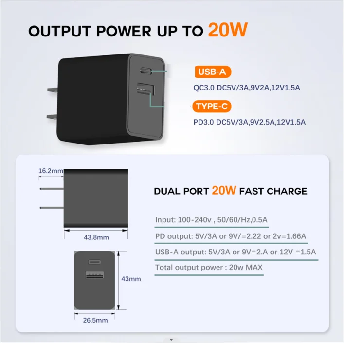 20w Fast Charging Type C Plug Charger For  cell phone 14 Pro Max 15 plus 13 pro 12pro