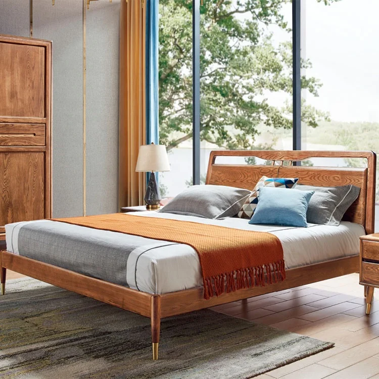 2020 Hot Sale Nordic Modern Style Bedroom Furniture Queen Size Wooden Bed
