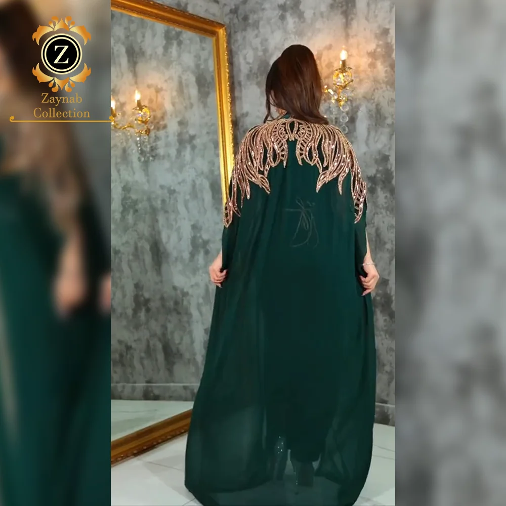 Zaynab Turkey Fashion Abaya Black Fabric Abaya Dubai Burqa  Women Chiffon Embroidery Turkey Fashion Abaya