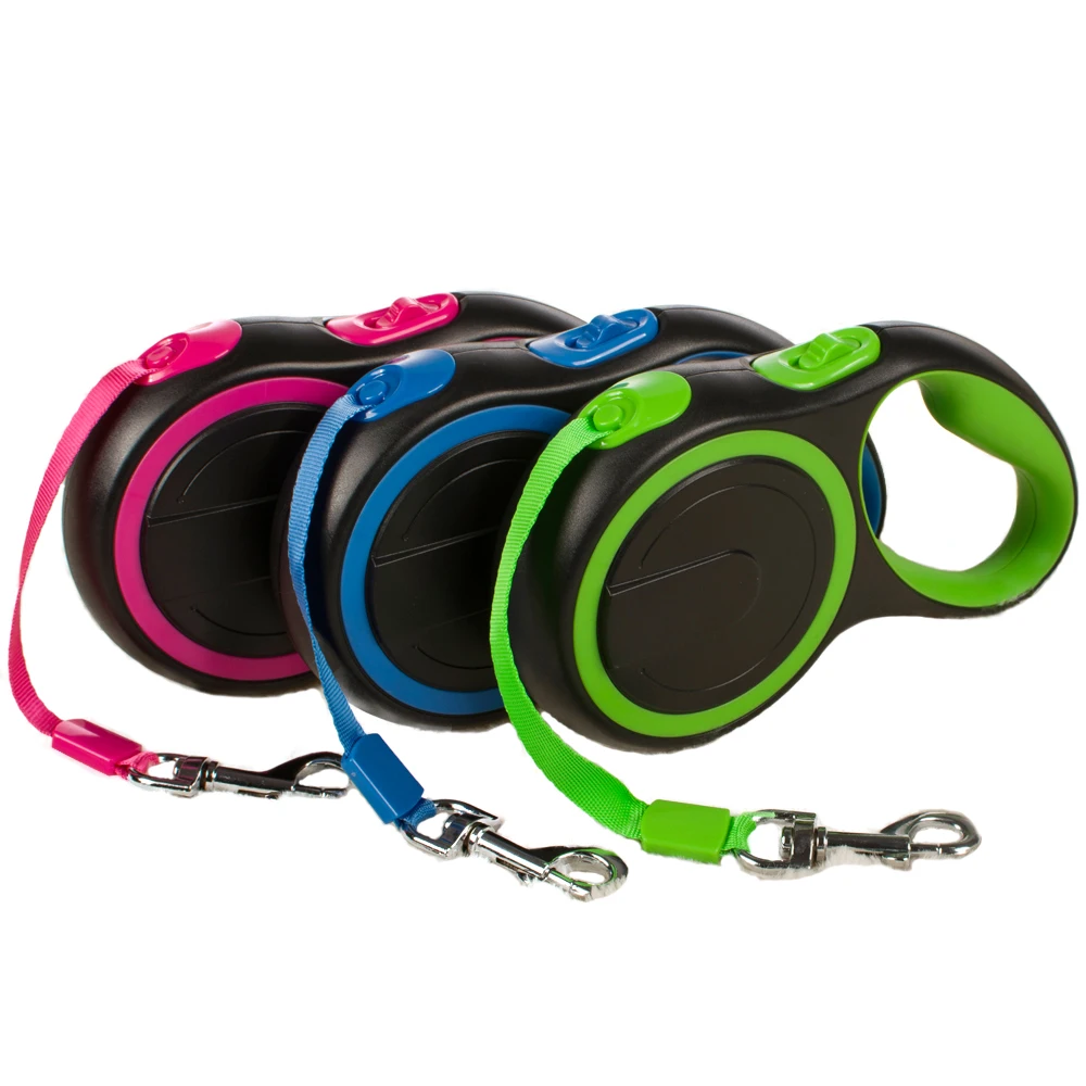 Manufacturer wholesale blue pink green plastic nylon automatic dog retractable leash