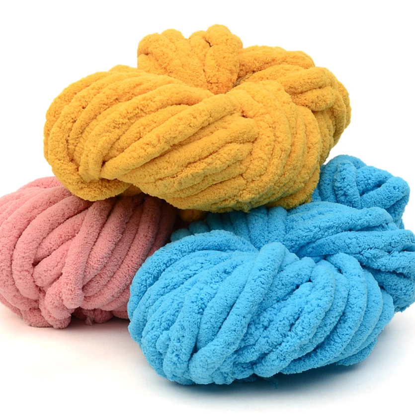 Blanket Cushion fluffy arm knitting knitted velvet 250g crochet chunky Chenille Yarn