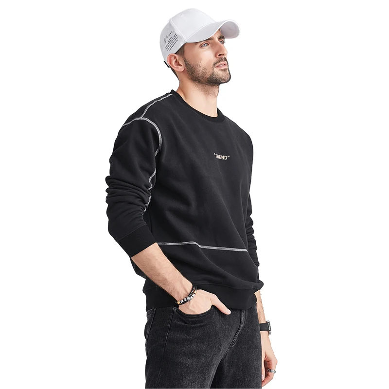 Новинка от производителя, Модный хлопковый свитшот с контрастной строчкой и круглым вырезом, с принтом логотипа на заказ