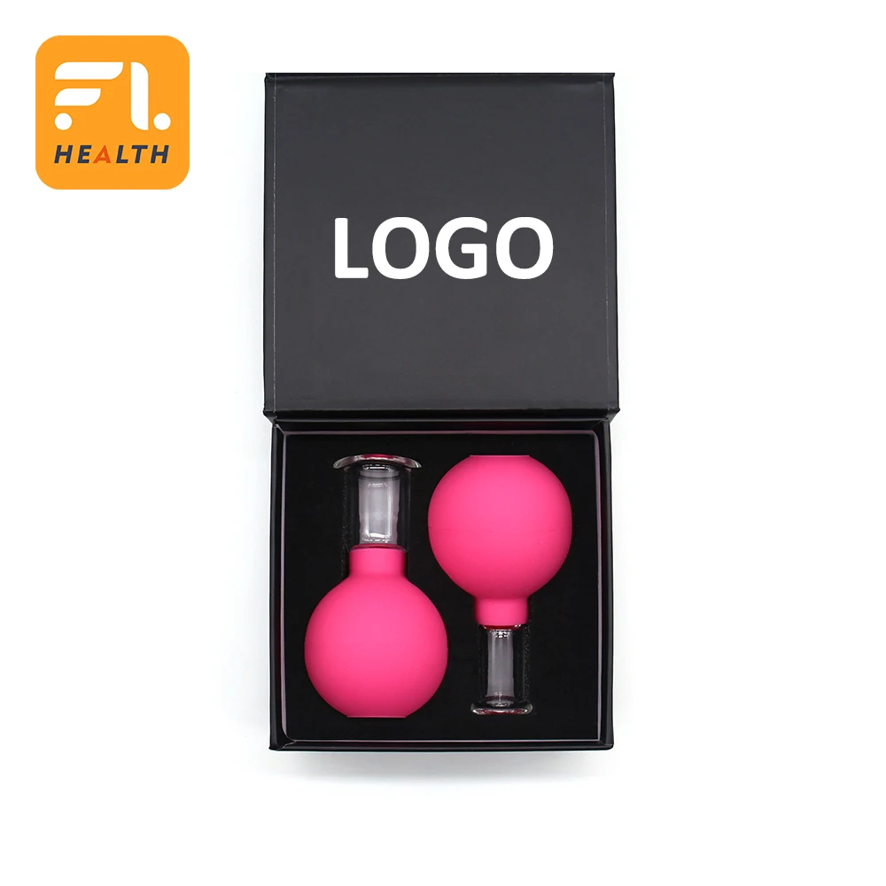Fuli Two-piece Glass Noodle Cupping Set Suction Massage Cup Glass Cup with Silicone Ball Cupping Set