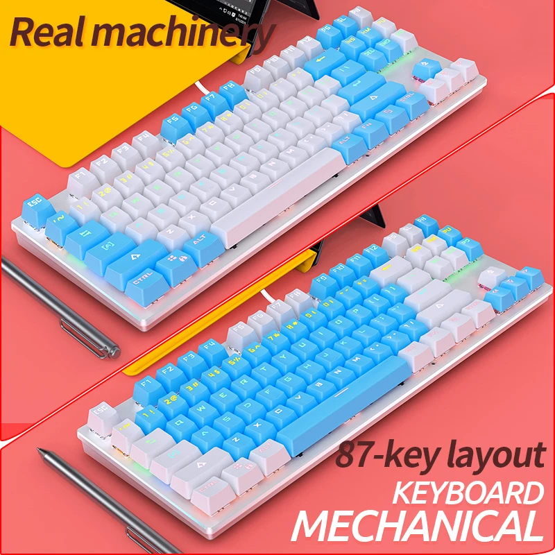 87 Keys Blue Switches Backlit Gamer Rgb Backlighting Mechanical Gaming Keyboard OEM/ODM Keyboard keyboards