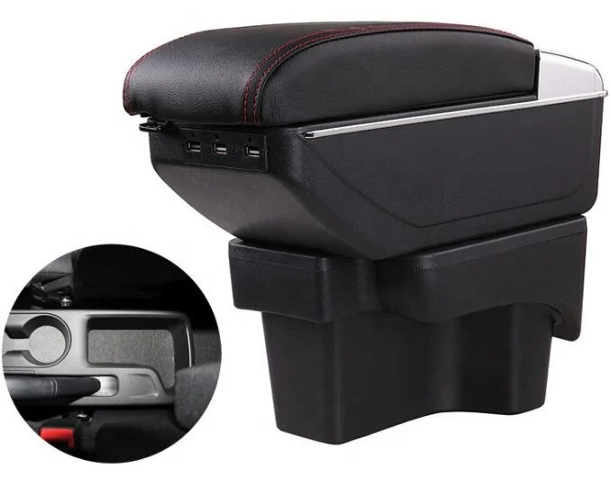 Leather Car Center Console Armrests Storage Box for Kia Forte K2 Rio 2009~2017