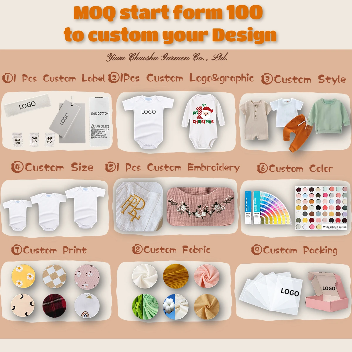 1Pcs Custom Logo RTS Autumn Infant Toddler Solid Color Boys Girls Clothes Long Sleeve Cotton Knit Sweater