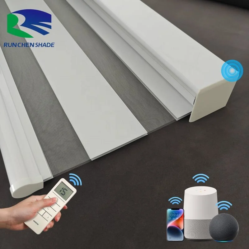 Custom Skylight Smart Automation Window Wifi Zebra Shades Factory Zebra Blinds Motorized Curtains Cordless Blind