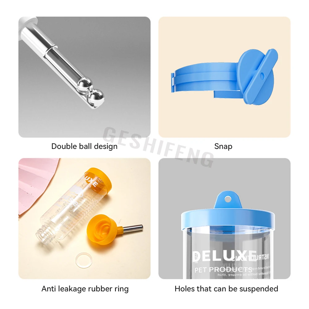 Wholesale 80ml 125ml 250ml Hamster Plastic Water Bottle Plastic Water Dispenser Pet Drinking Bottle Rabbit or Hamster