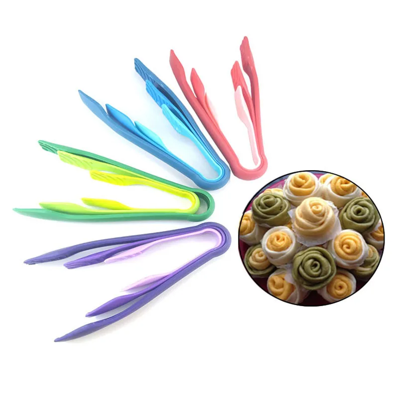3Pcs/Set Wholesale Custom Plastic Food Tongs Heat Resistant Kitchen Cooking Tools BBQ Salad Food Tongs
