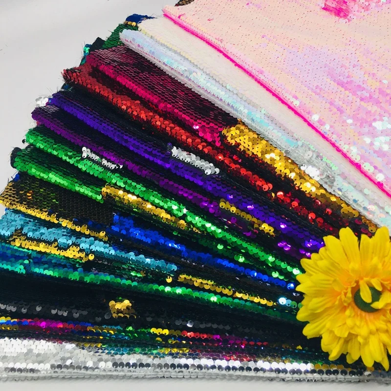 RTS Satin Base Reverse 5mm Reversible Sequin Fabric For Decoration