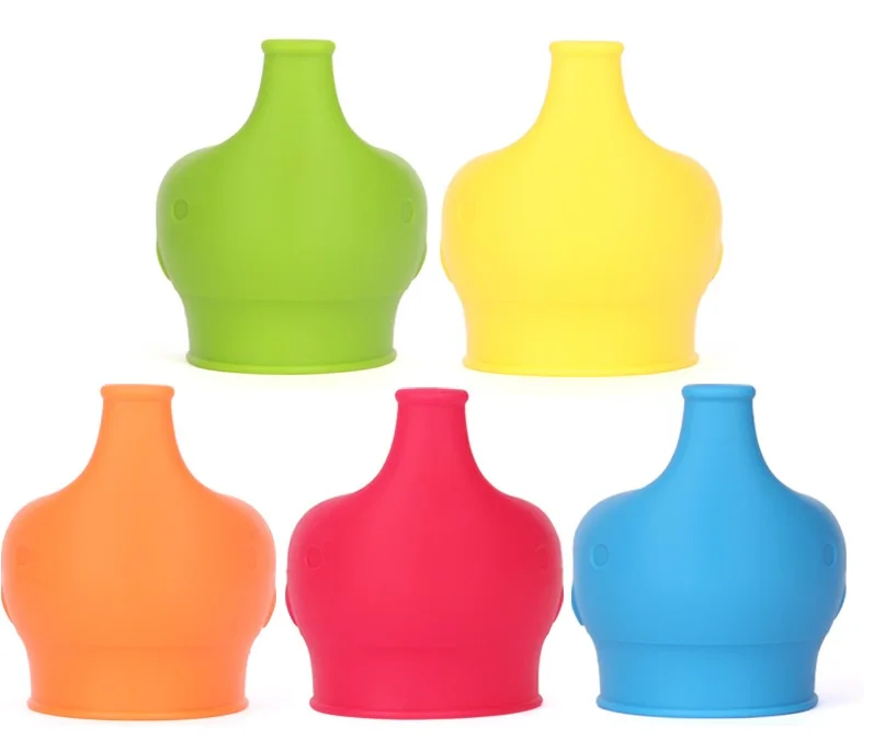 Fit for Most Cups Custom Platinum Quality Spill Proof BPA Free Baby Elephant Style Silicone Rubber Sippy Cup Lids