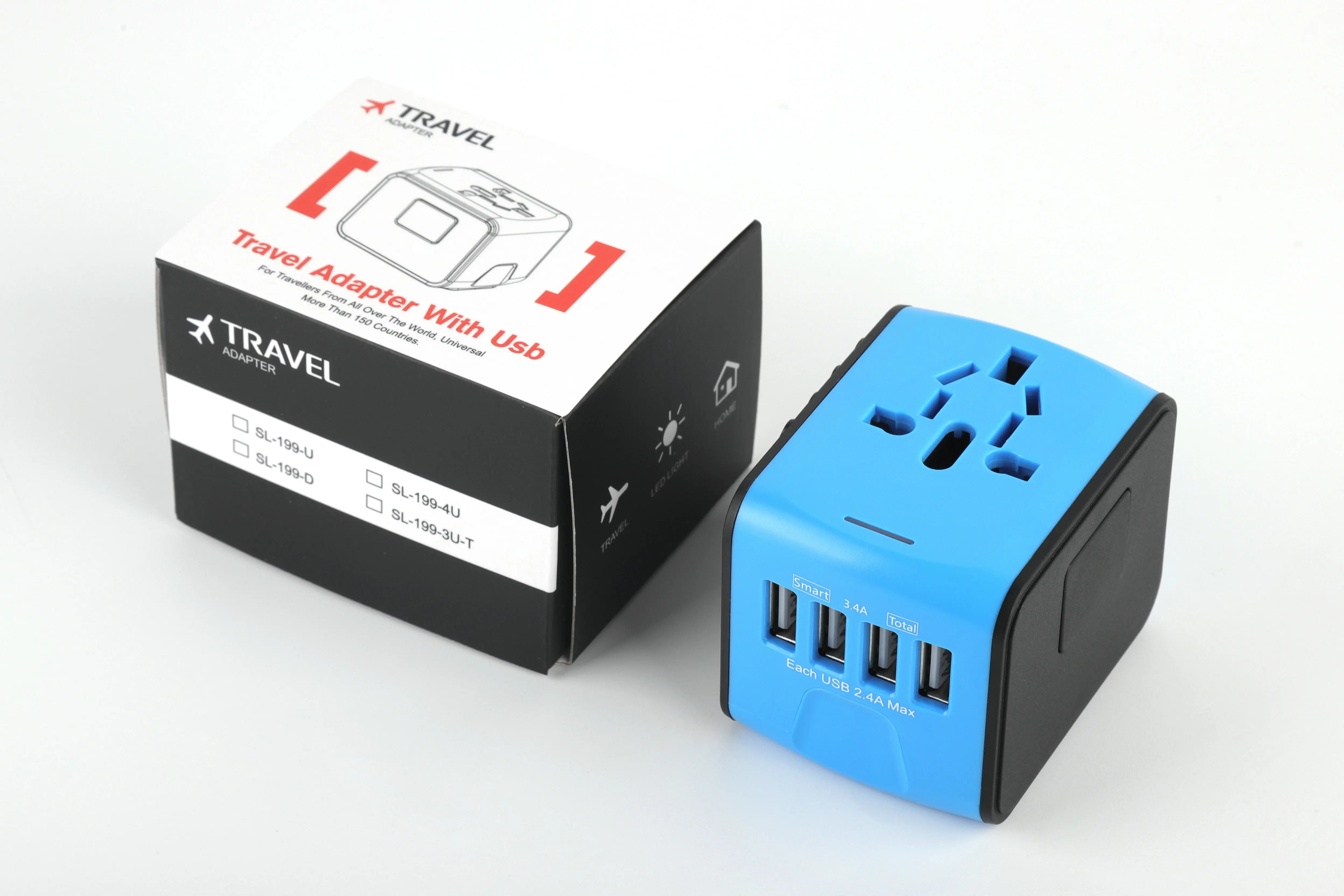 International Universal Traveller Wall Chargers UK EU US AU Plug 4 USB Travel Charger Adapter