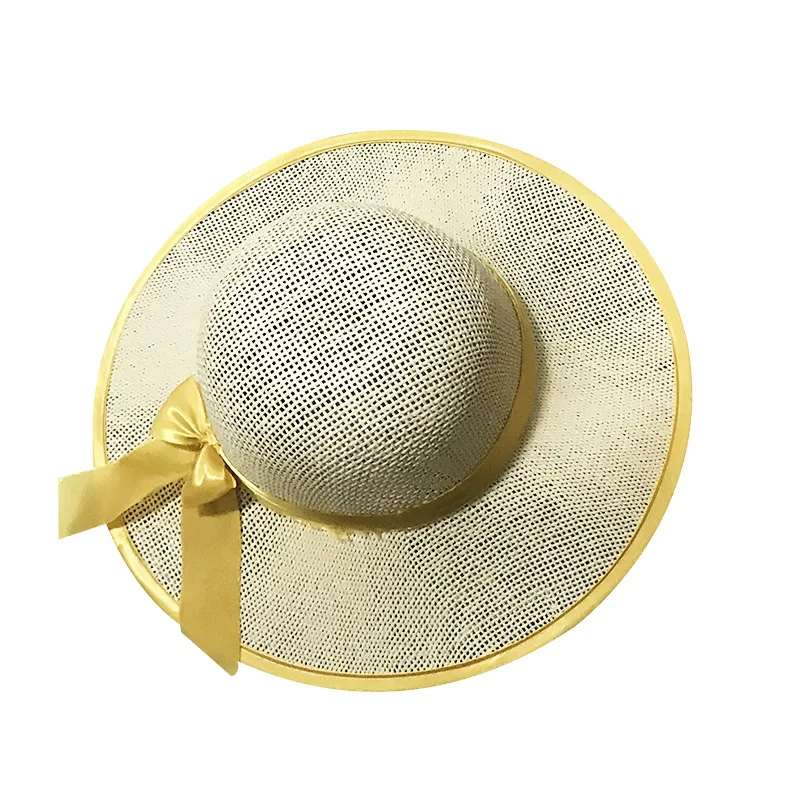 Man Yellow Brim Australian With Belt Wide Fishing Panama Round Sombrero Western Hat Wheat Straw Hat