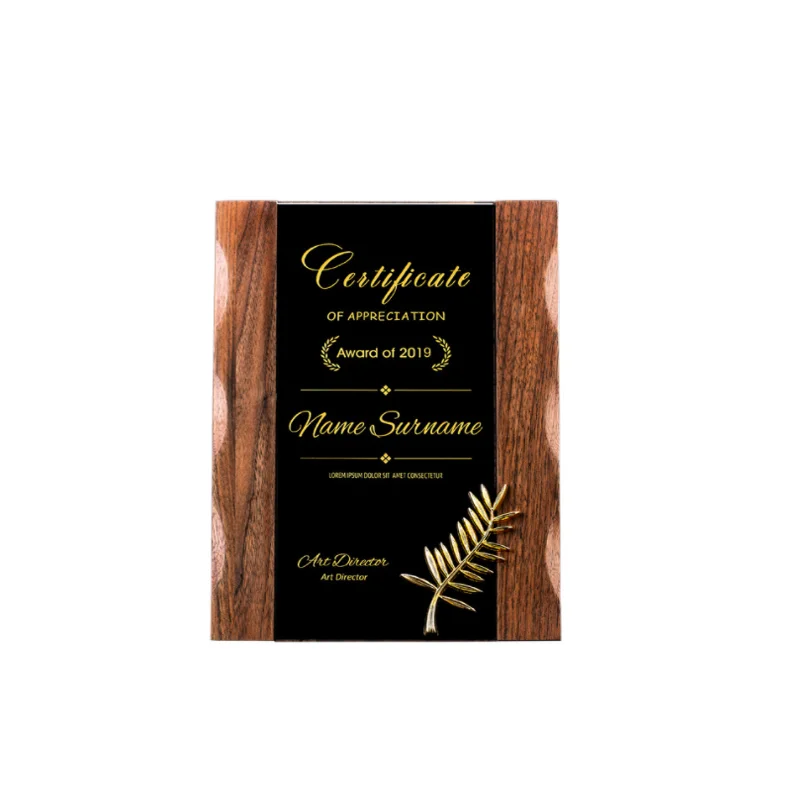 JY High Density Board Metal Plated Wooden Blank Plaques Award For Association Presentation Souvenirs