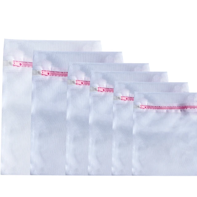 Reusable Mesh Pouch Washing Machine Laundry Mesh Bag Wash Bag pink Laundry Bag