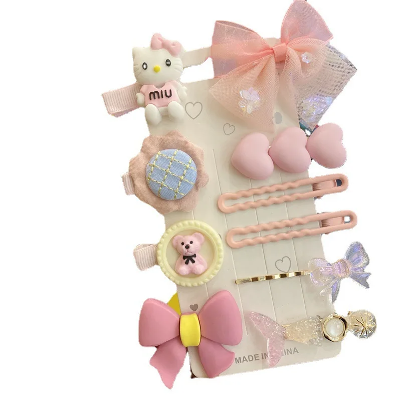 2023 Hot selling kids hairpin set 10pcs cartoon kids hair clips lovely hair clips for girls