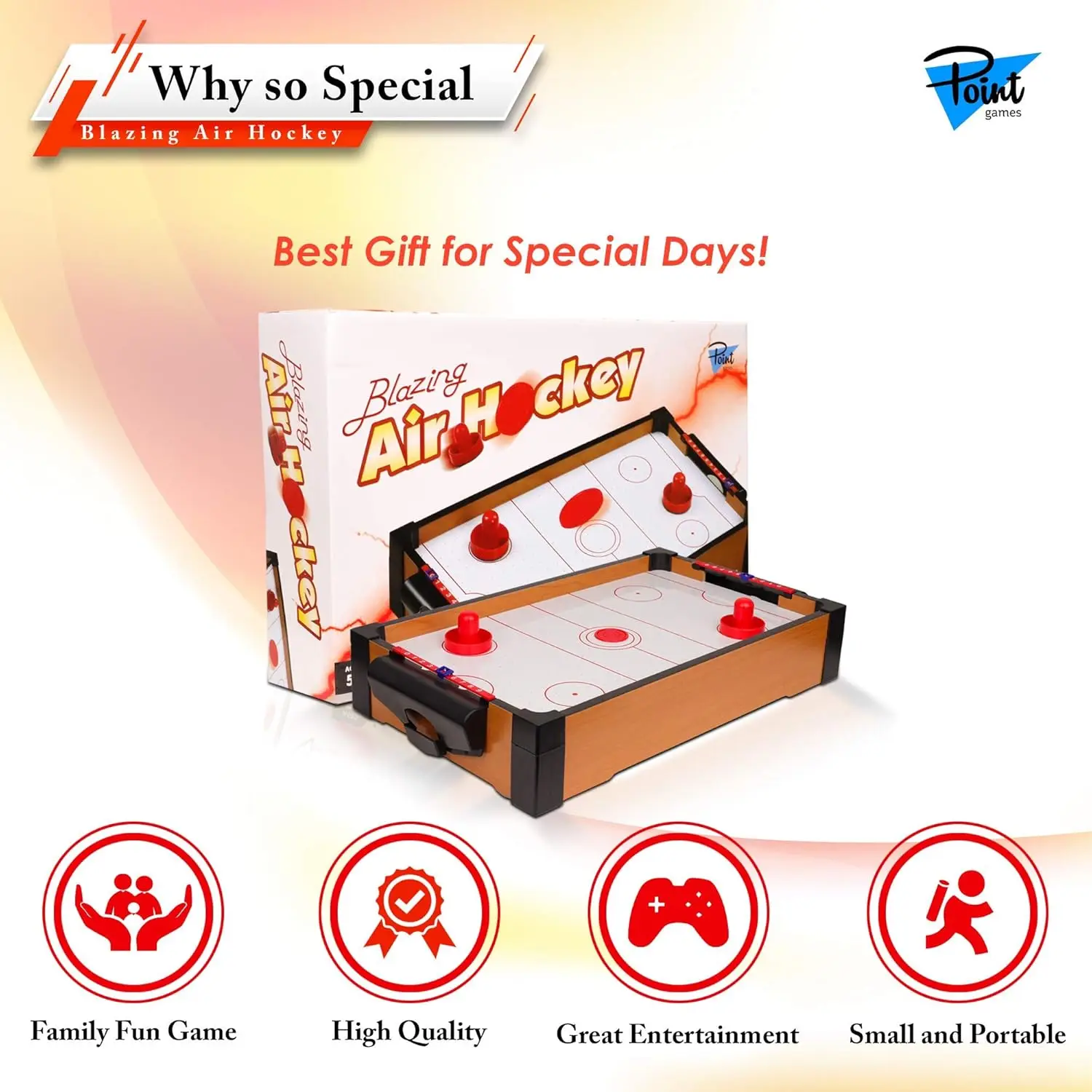 Two-Player Household Wooden Table Hockey Game Desktop Air Hockey Board with Solid Wood Legs for Parties Similar to Pool Sport