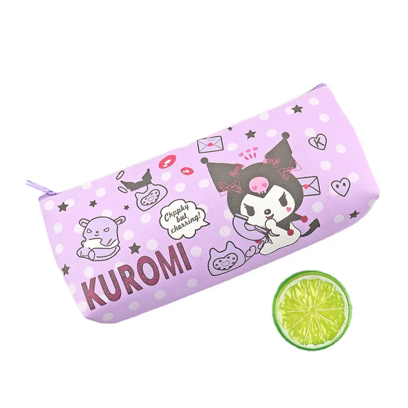 Factory New Cartoon Sanrioo Pencil Box Single Layer Pu Leather School Pencil Case Stationery Storage Bag